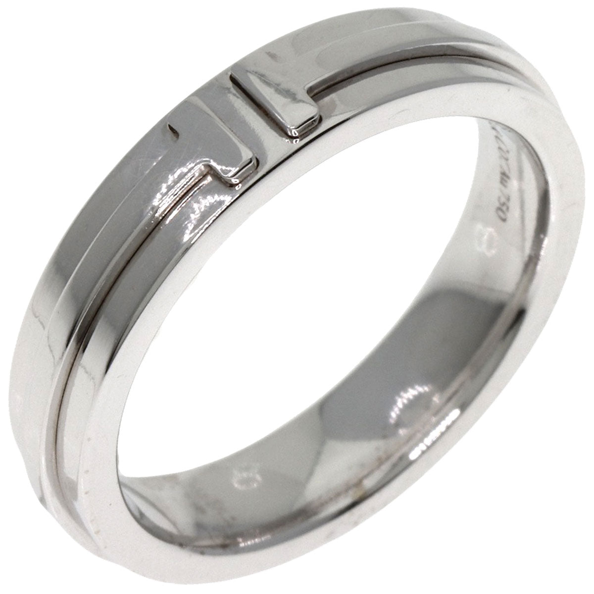 TIFFANY&Co. T TWO narrow Ring K18 White Gold Ladies [Used]