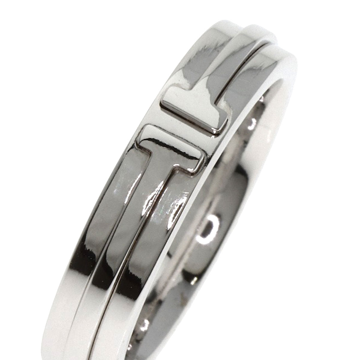 TIFFANY&Co. T TWO narrow Ring K18 White Gold Ladies [Used]
