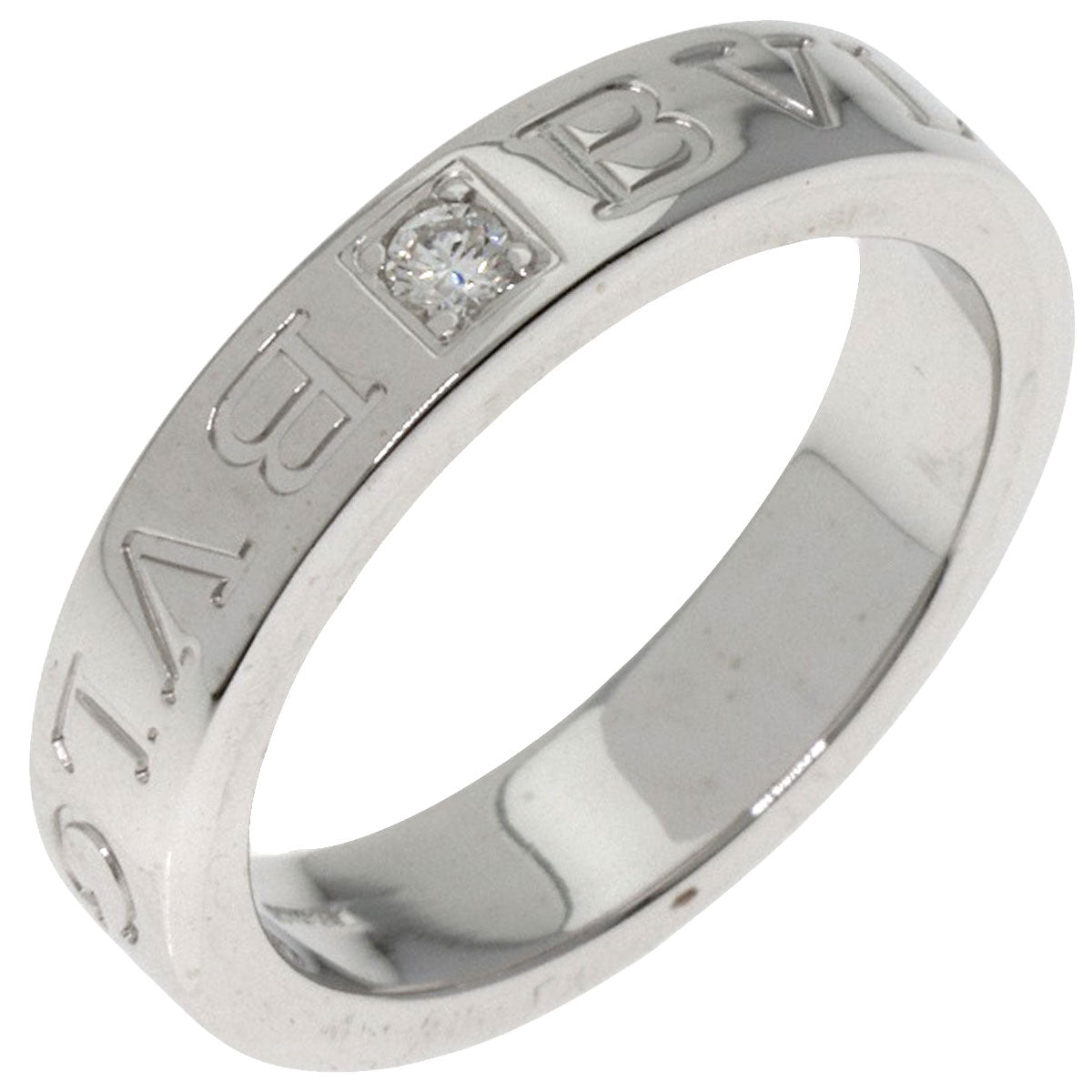 BVLGARI Double logo 1P Diamond Ring K18 White Gold Ladies [Used]