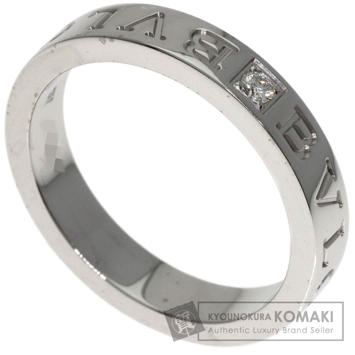 BVLGARI Double Logo 1P Diamond Ring K18 White Gold Ladies [Used]