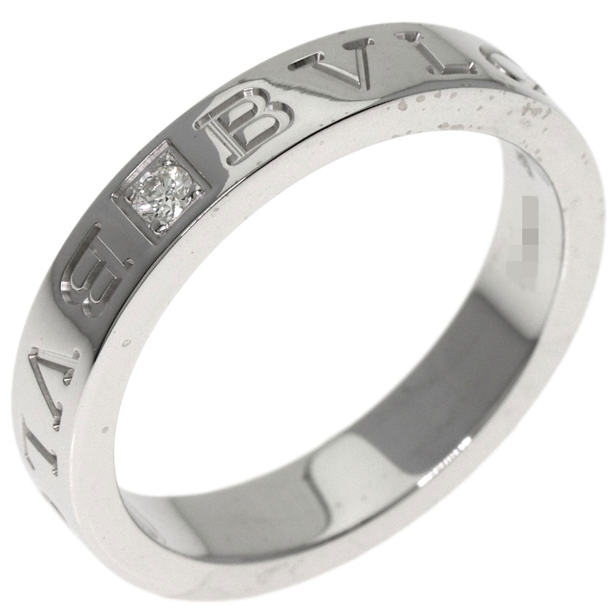BVLGARI Double Logo 1P Diamond Ring K18 White Gold Ladies [Used]