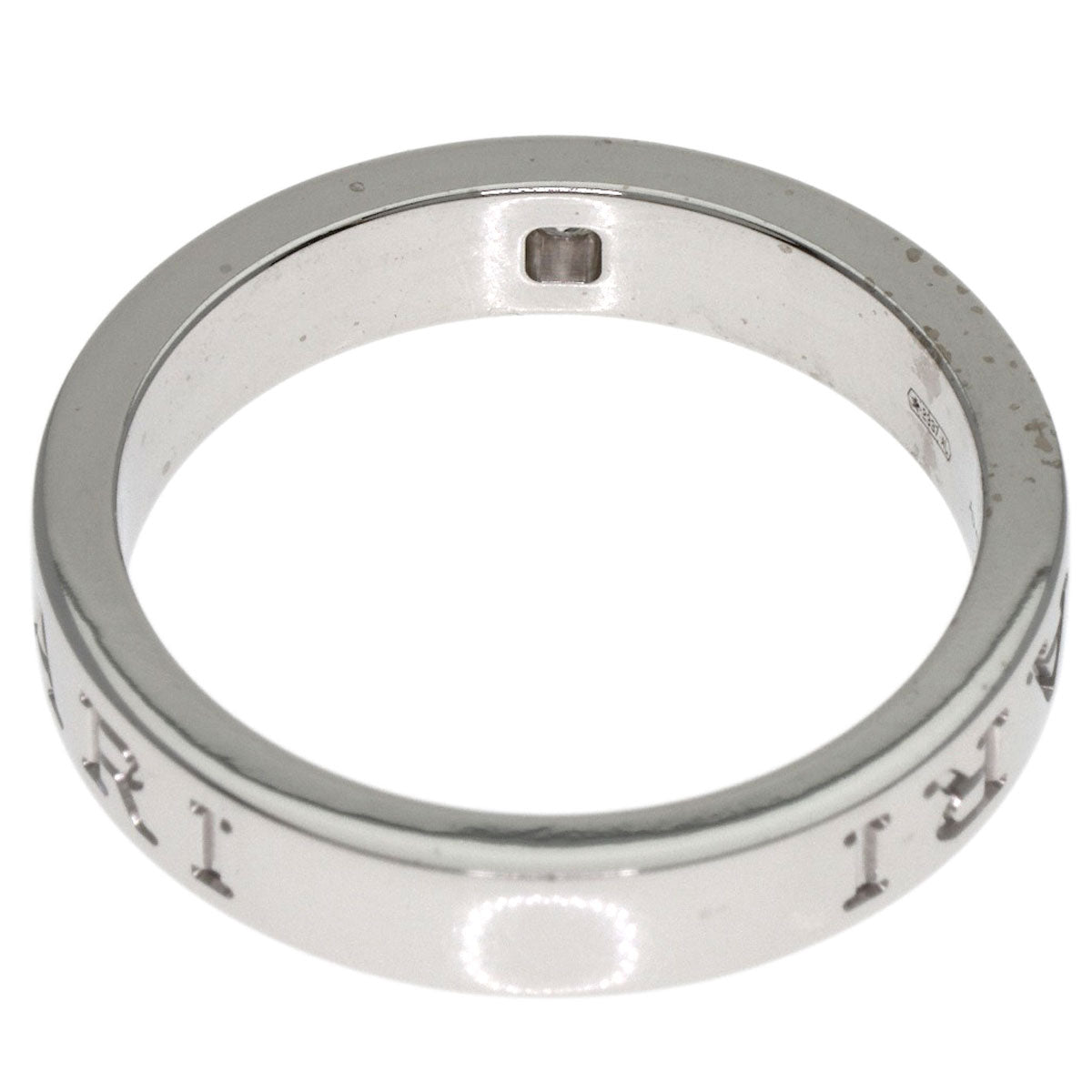 BVLGARI Double Logo 1P Diamond Ring K18 White Gold Ladies [Used]