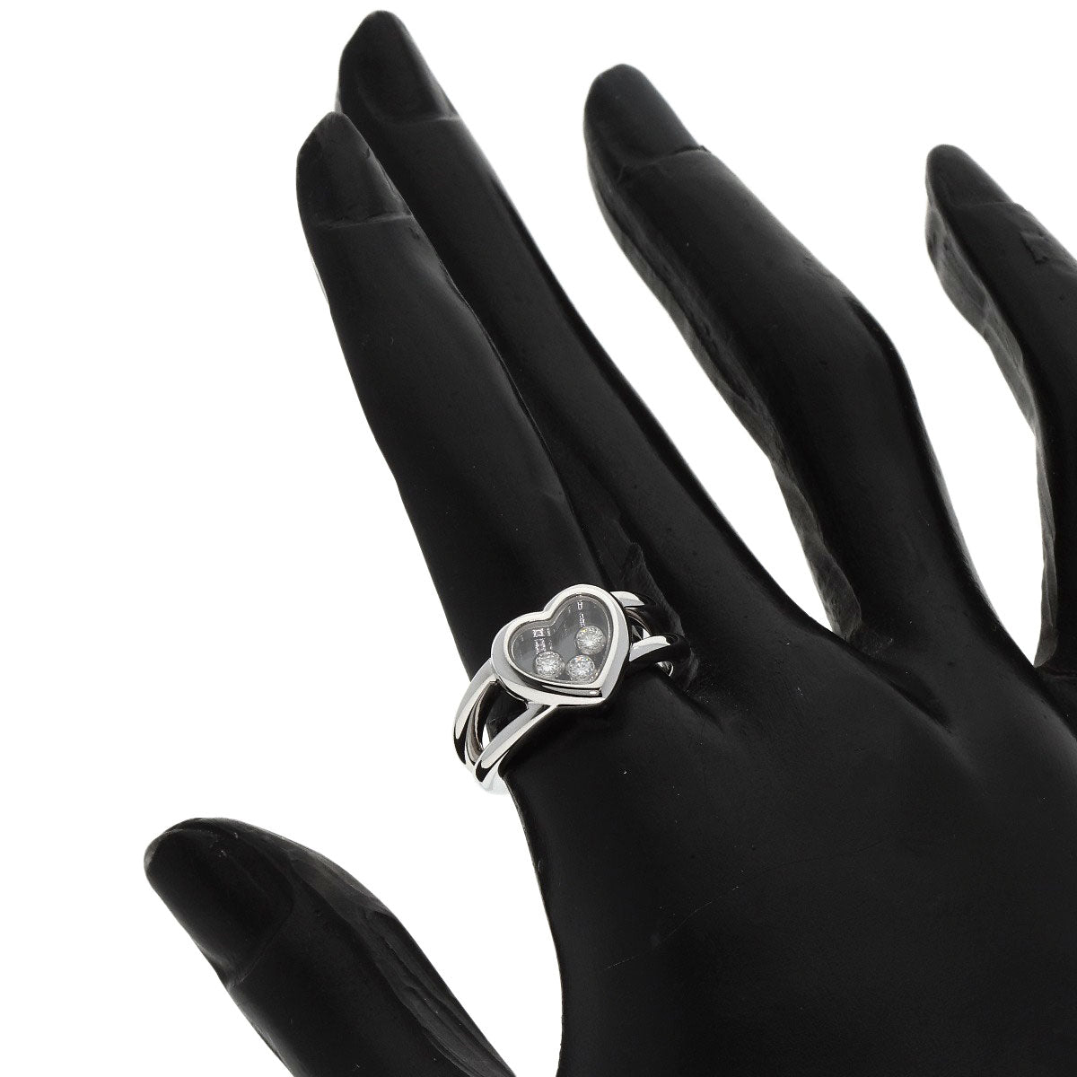 Chopard   Happy diamond heart motif 82/4611 Ring  K18 White Gold Ladies [Used]