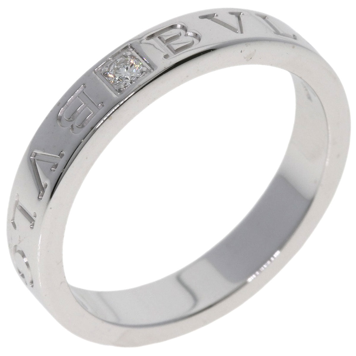 BVLGARI Double logo 1P Diamond Ring K18 White Gold Ladies [Used]