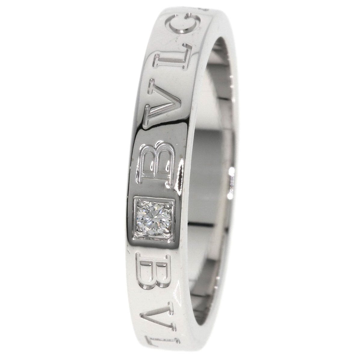 BVLGARI Double logo 1P Diamond Ring K18 White Gold Ladies [Used]