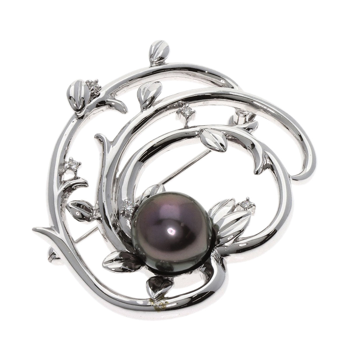 TASAKI Pearl Pearl Diamond Brooch K14 White Gold Ladies [Used]