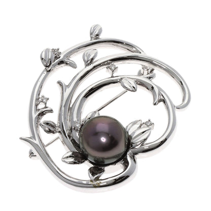 TASAKI Pearl Pearl Diamond Brooch K14 White Gold Ladies [Used]