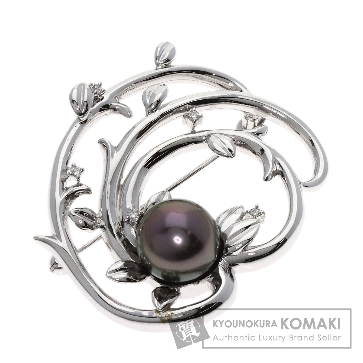 TASAKI Pearl Pearl Diamond Brooch K14 White Gold Ladies [Used]