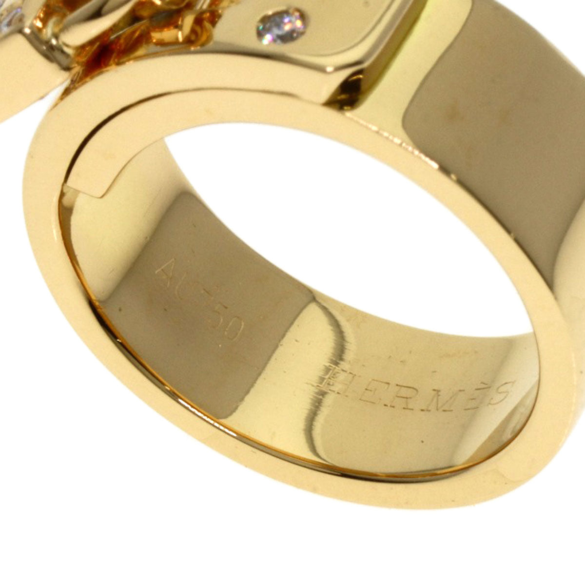 HERMES   Kelly Cadena Diamond #48 Ring  K18 Yellow Gold Ladies [Used]