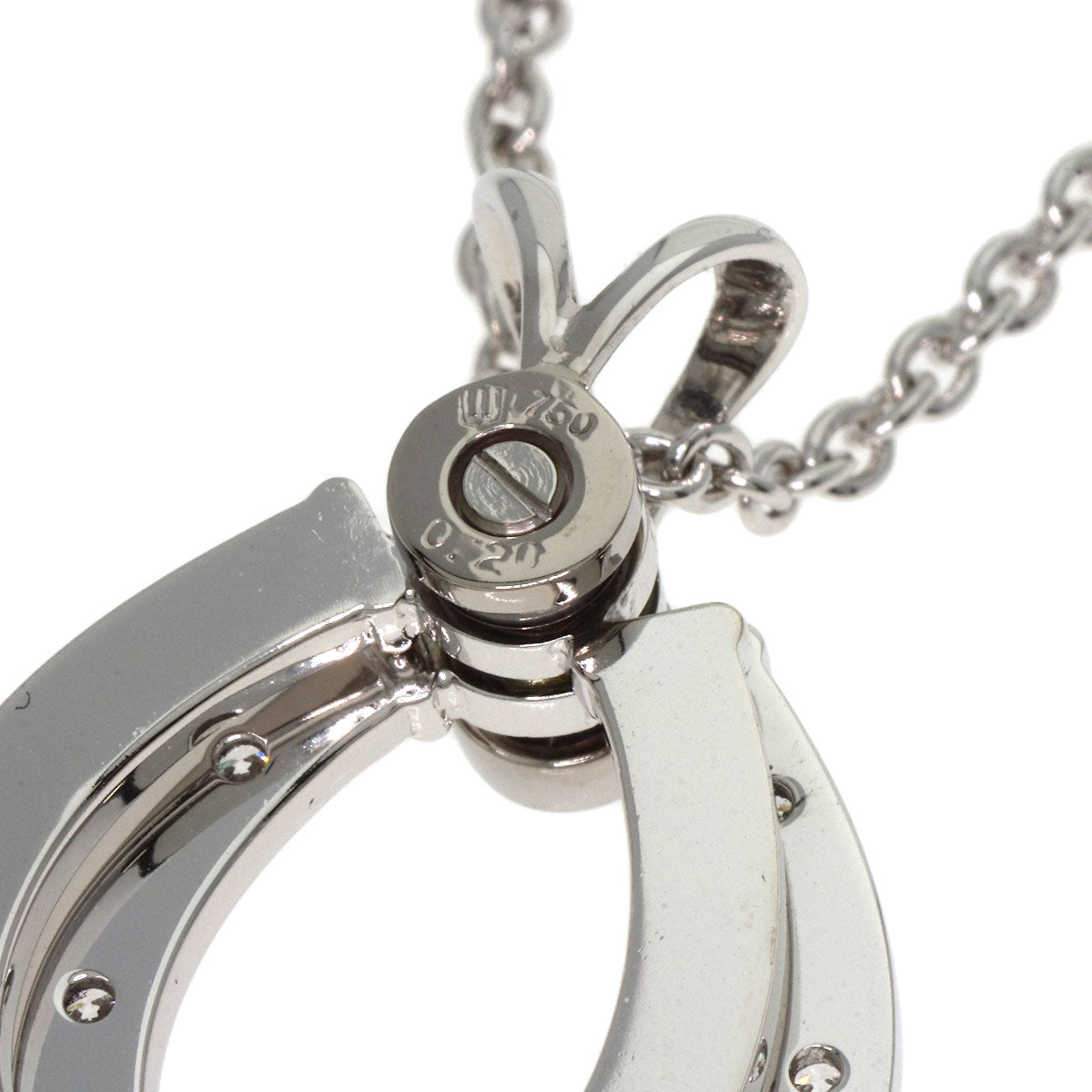 WALTHAM Horseshoe Swing 7P Diamond Necklace K18 White Gold Ladies [Used]