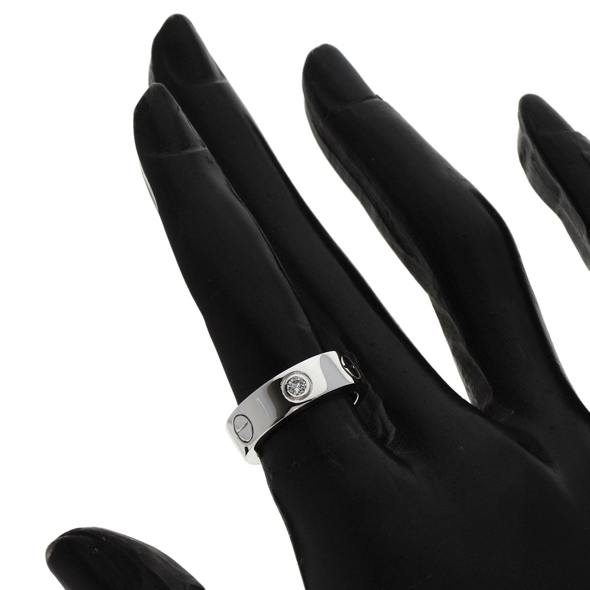 CARTIER love ring 3P Diamond #48 Ring K18 White Gold Ladies [Used]