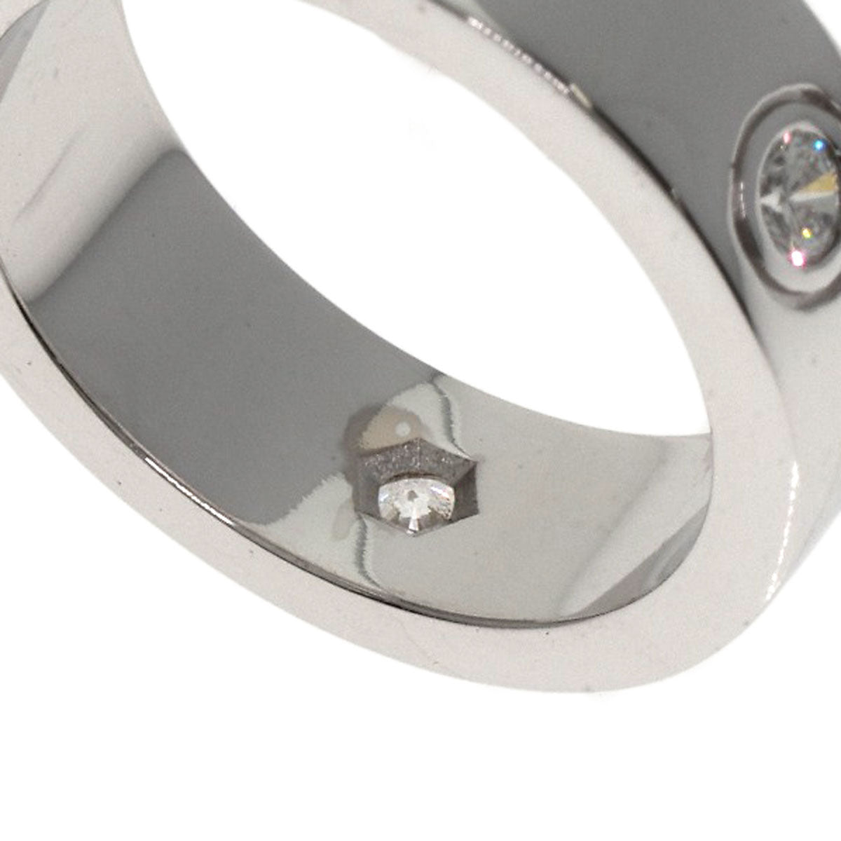 CARTIER love ring 3P Diamond #48 Ring K18 White Gold Ladies [Used]