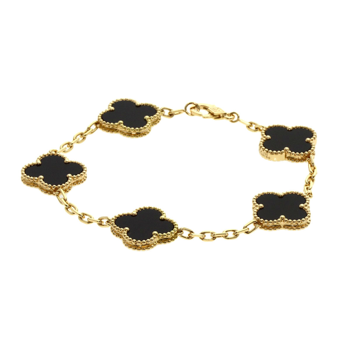 Van Cleef & Arpels Vintage Alhambra Onyx 5 motif Bracelet K18 Yellow Gold Ladies [Used]
