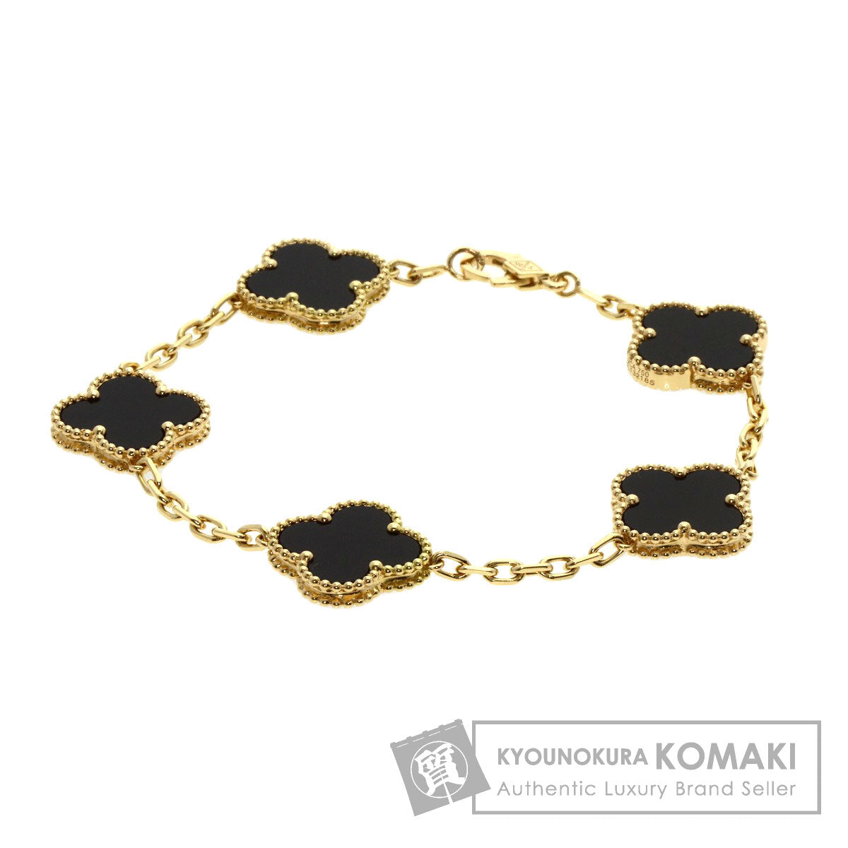 Van Cleef & Arpels Vintage Alhambra Onyx 5 motif Bracelet K18 Yellow Gold Ladies [Used]