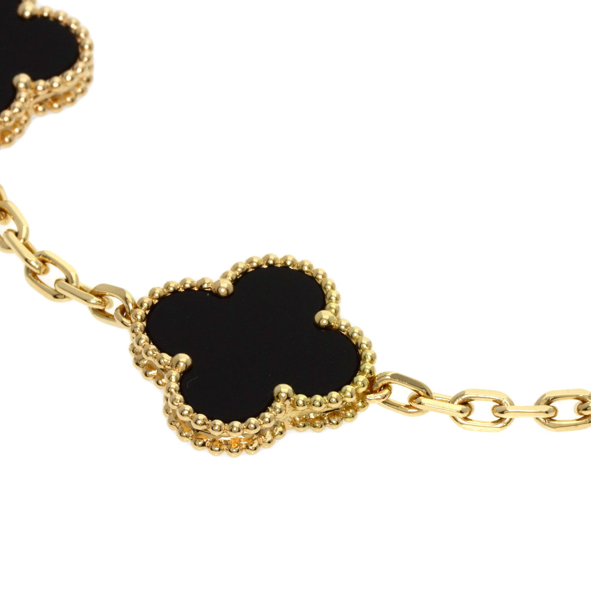 Van Cleef & Arpels Vintage Alhambra Onyx 5 motif Bracelet K18 Yellow Gold Ladies [Used]