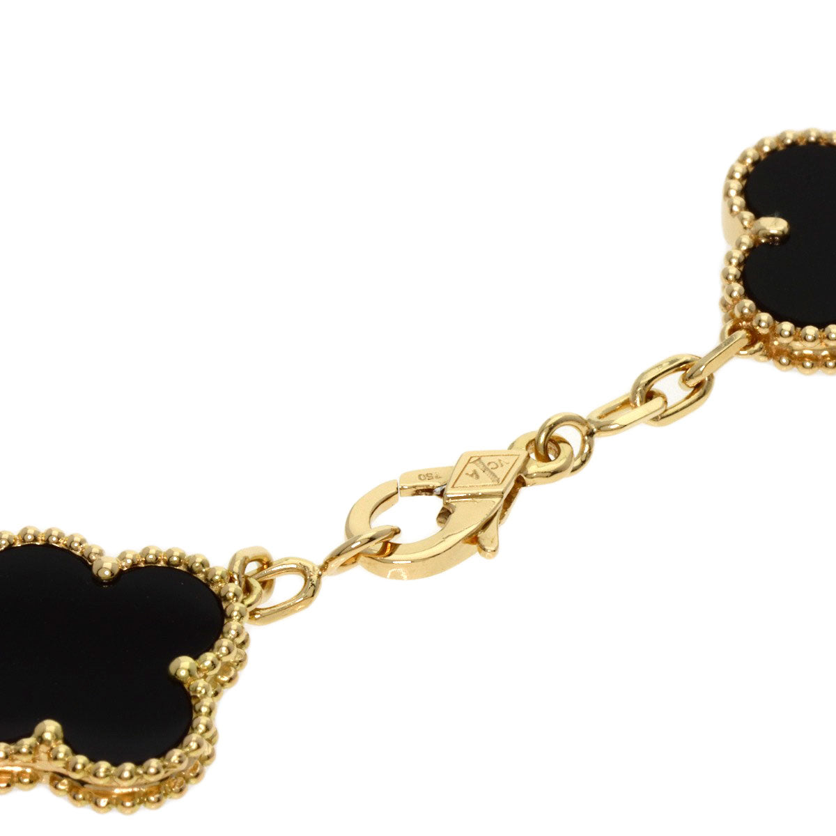 Van Cleef & Arpels Vintage Alhambra Onyx 5 motif Bracelet K18 Yellow Gold Ladies [Used]