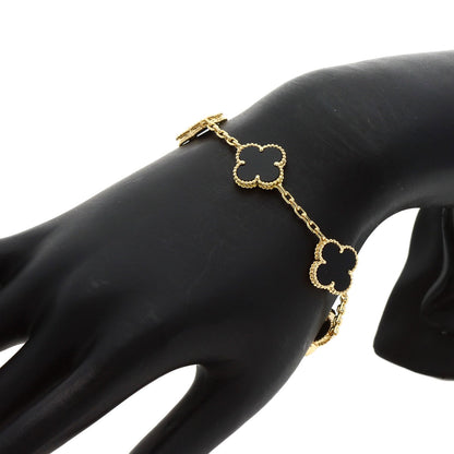 Van Cleef & Arpels Vintage Alhambra Onyx 5 motif Bracelet K18 Yellow Gold Ladies [Used]
