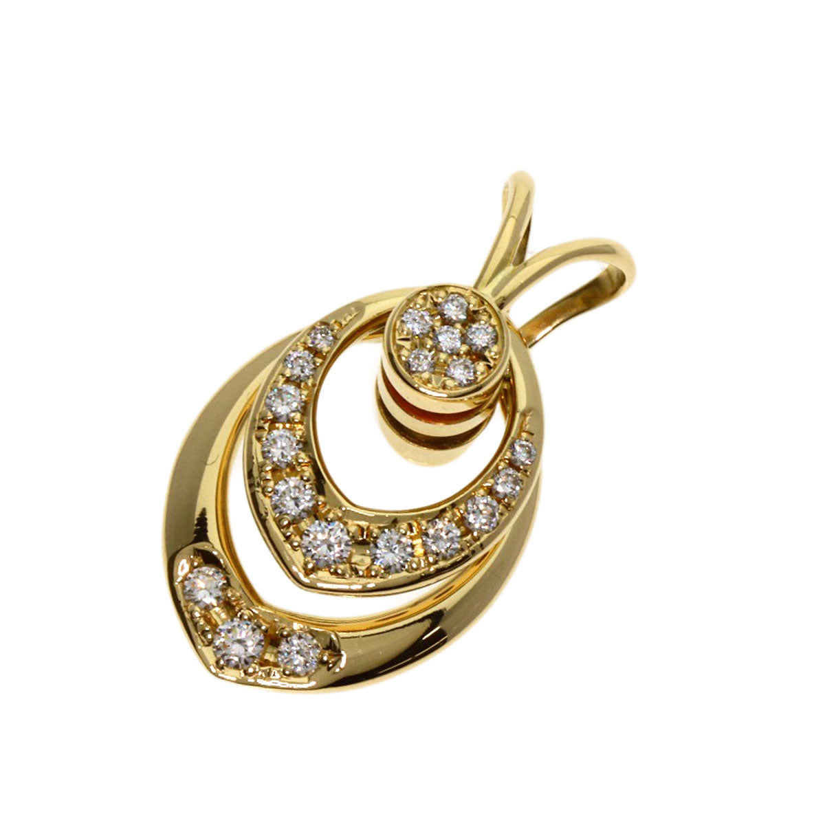 WALTHAM   swing diamond Pendant top  K18 Yellow Gold Ladies [Used]
