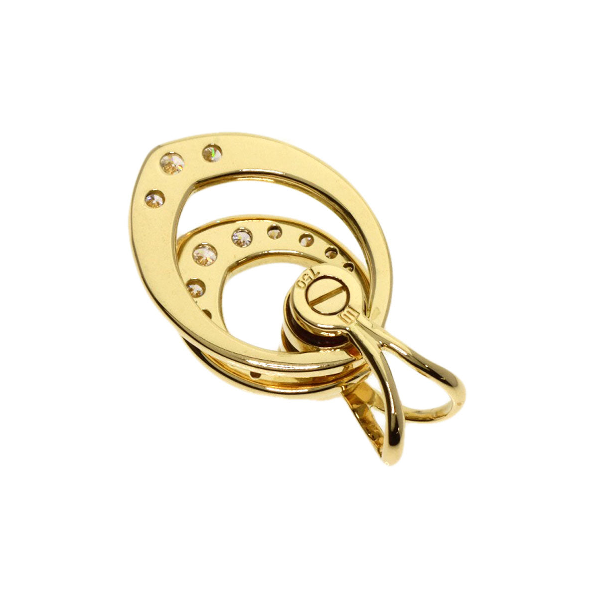 WALTHAM   swing diamond Pendant top  K18 Yellow Gold Ladies [Used]