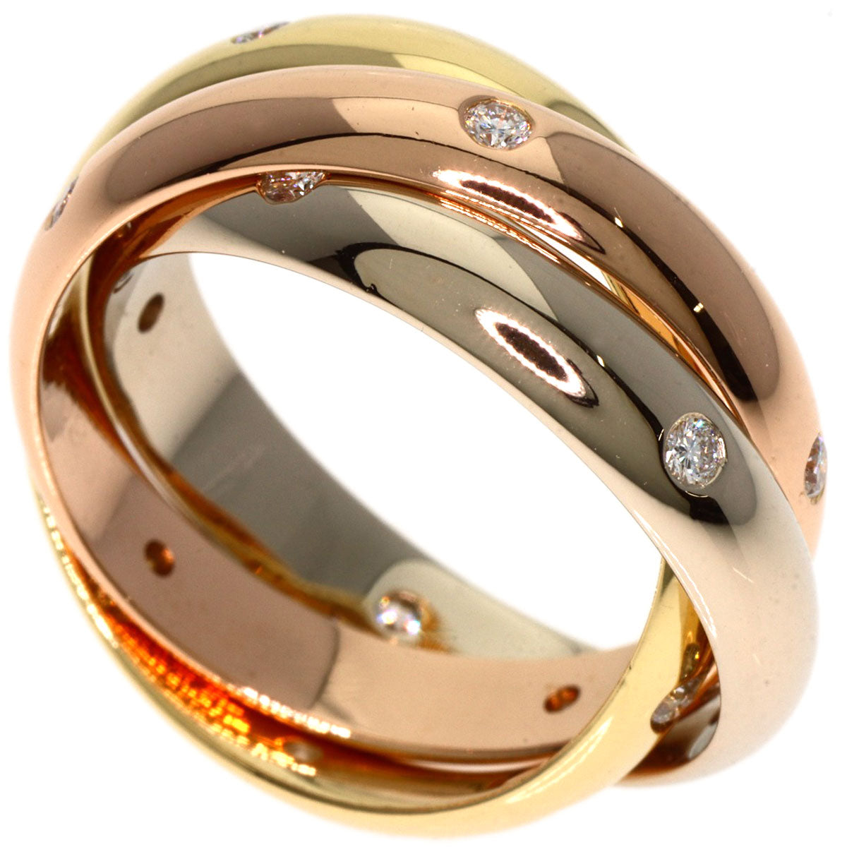 CARTIER Trinity 15P Diamond #51 Ring K18 Yellow Gold 18K Pink GoldLadies [Used]