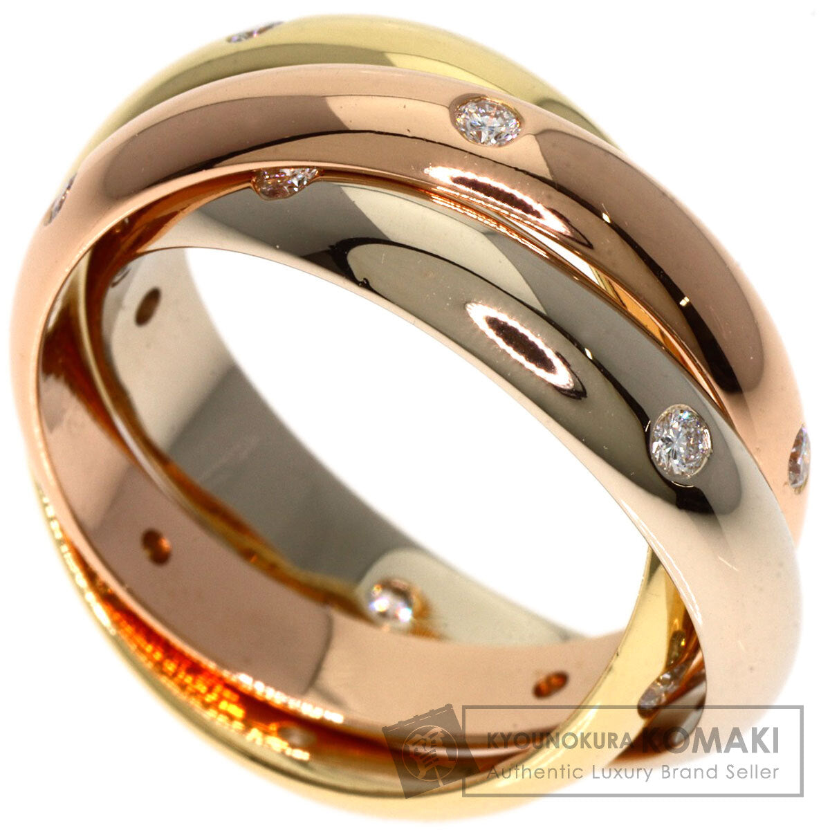 CARTIER Trinity 15P Diamond #51 Ring K18 Yellow Gold 18K Pink GoldLadies [Used]