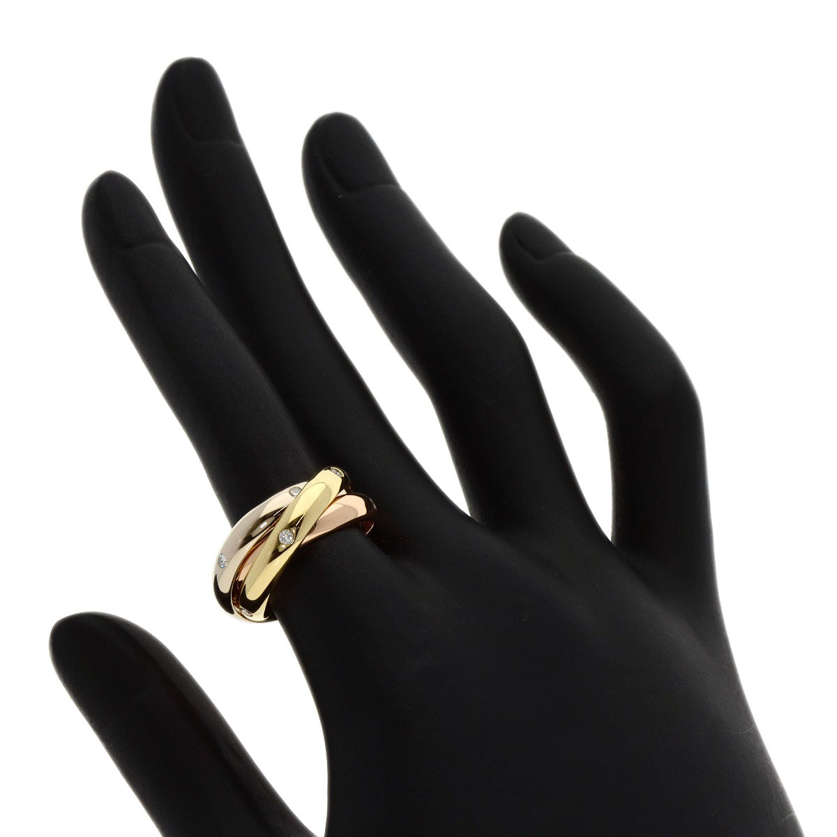 CARTIER Trinity 15P Diamond #51 Ring K18 Yellow Gold 18K Pink GoldLadies [Used]