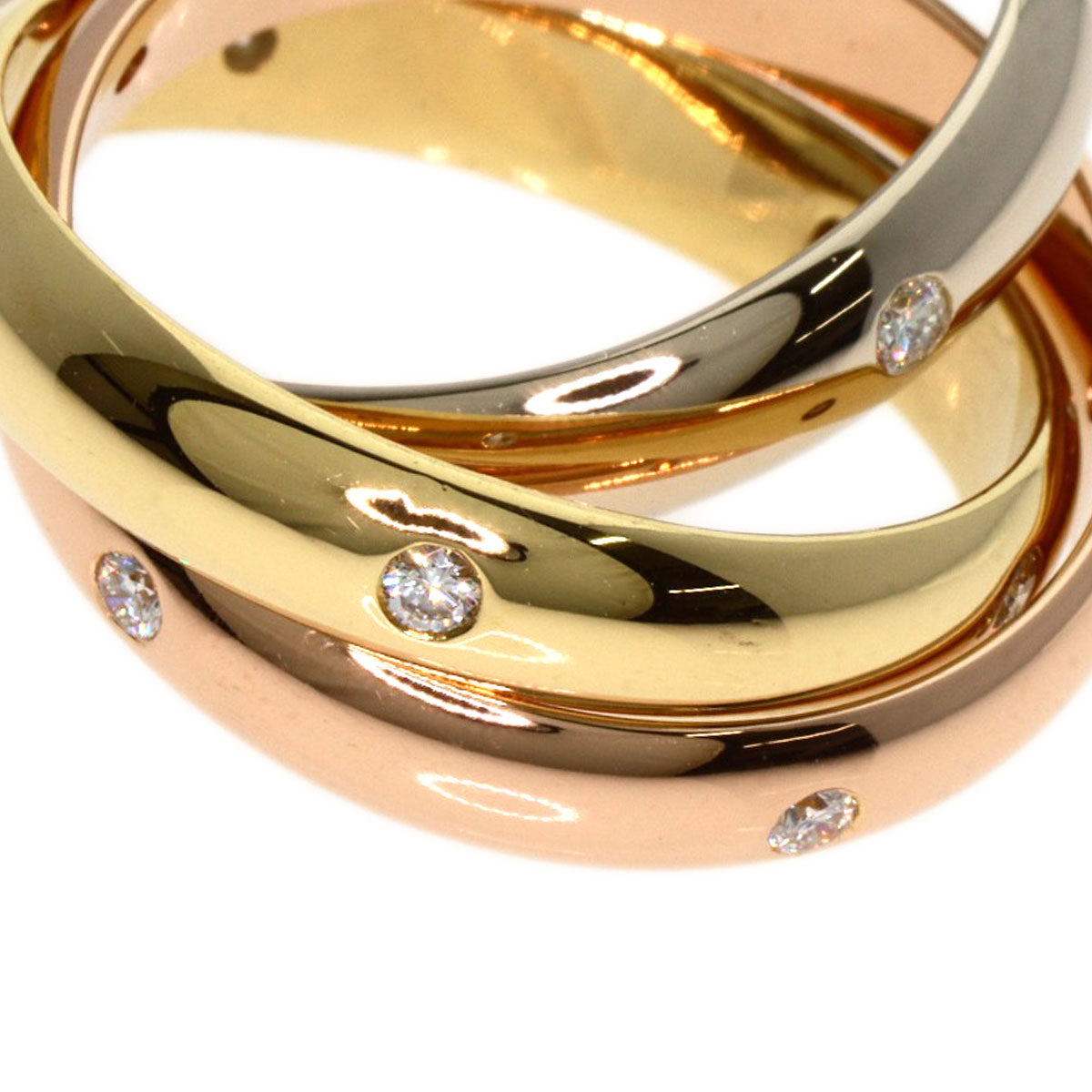 CARTIER Trinity 15P Diamond #51 Ring K18 Yellow Gold 18K Pink GoldLadies [Used]