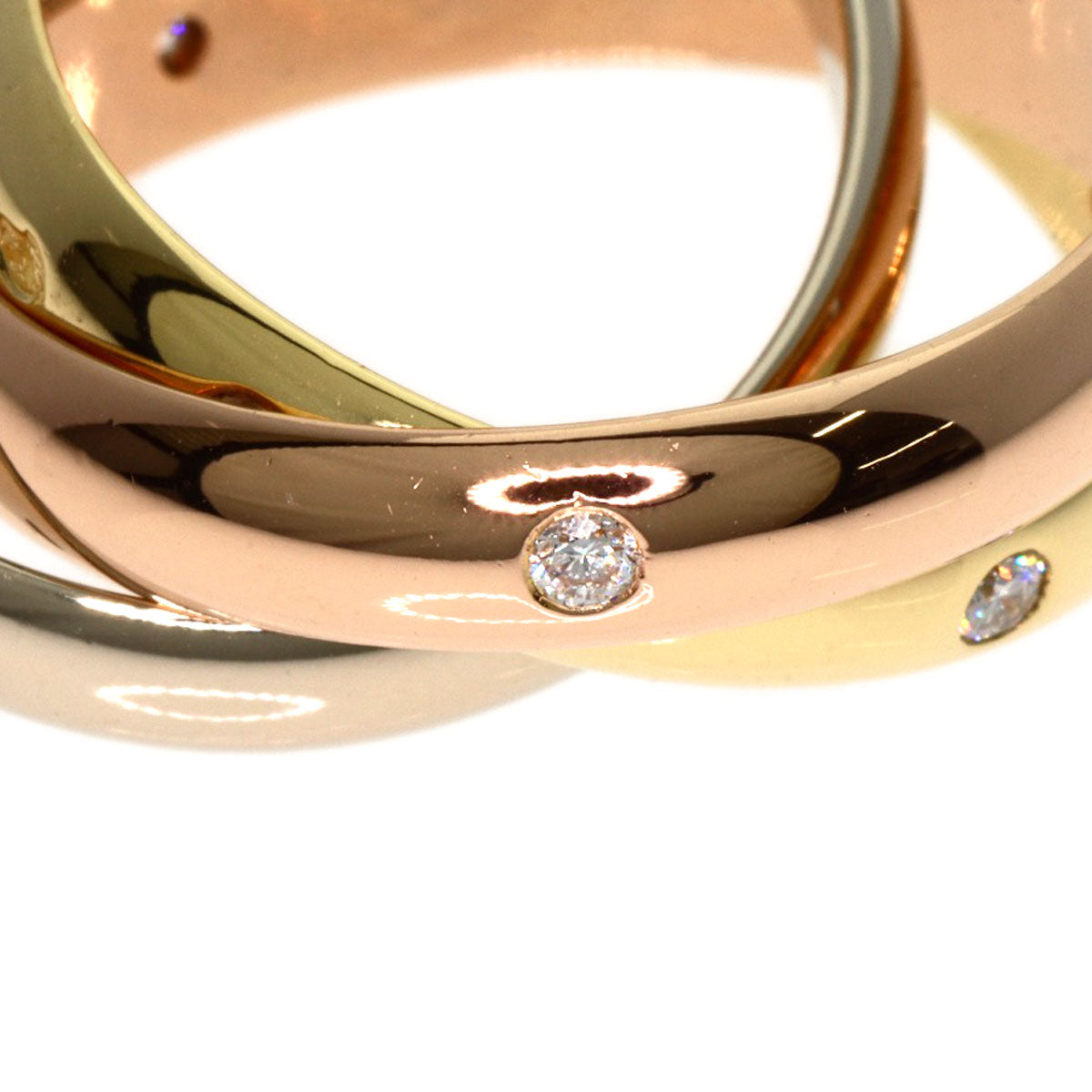 CARTIER Trinity 15P Diamond #51 Ring K18 Yellow Gold 18K Pink GoldLadies [Used]