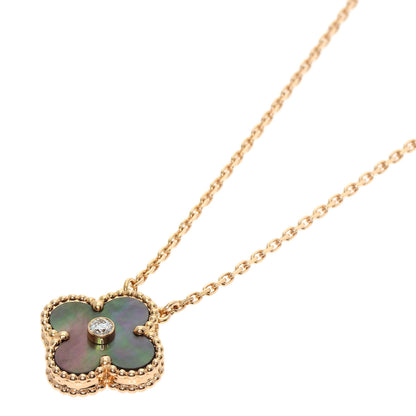Van Cleef & Arpels Vintage Alhambra Diamond Mother of Pearl Necklace K18 Pink Gold Ladies [Used]