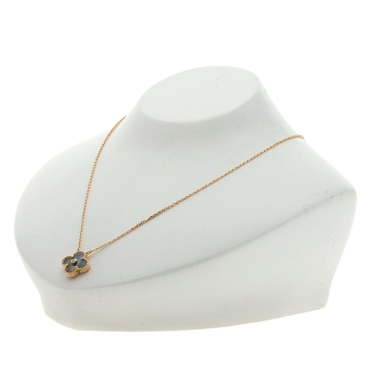 Van Cleef & Arpels Vintage Alhambra Diamond Mother of Pearl Necklace K18 Pink Gold Ladies [Used]