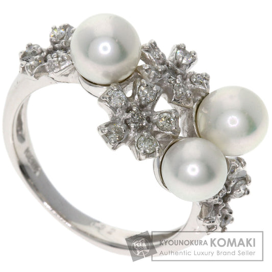 0.32ct Pearl Pearl Diamond Ring K18 White Gold 5.4g　Ladies