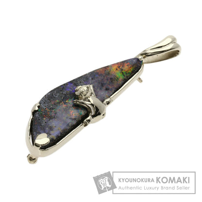 24.14ct Opal Pig Motif Brooch K18 White Gold 16.1g　Ladies