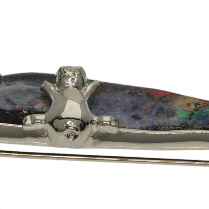24.14ct Opal Pig Motif Brooch K18 White Gold 16.1g　Ladies