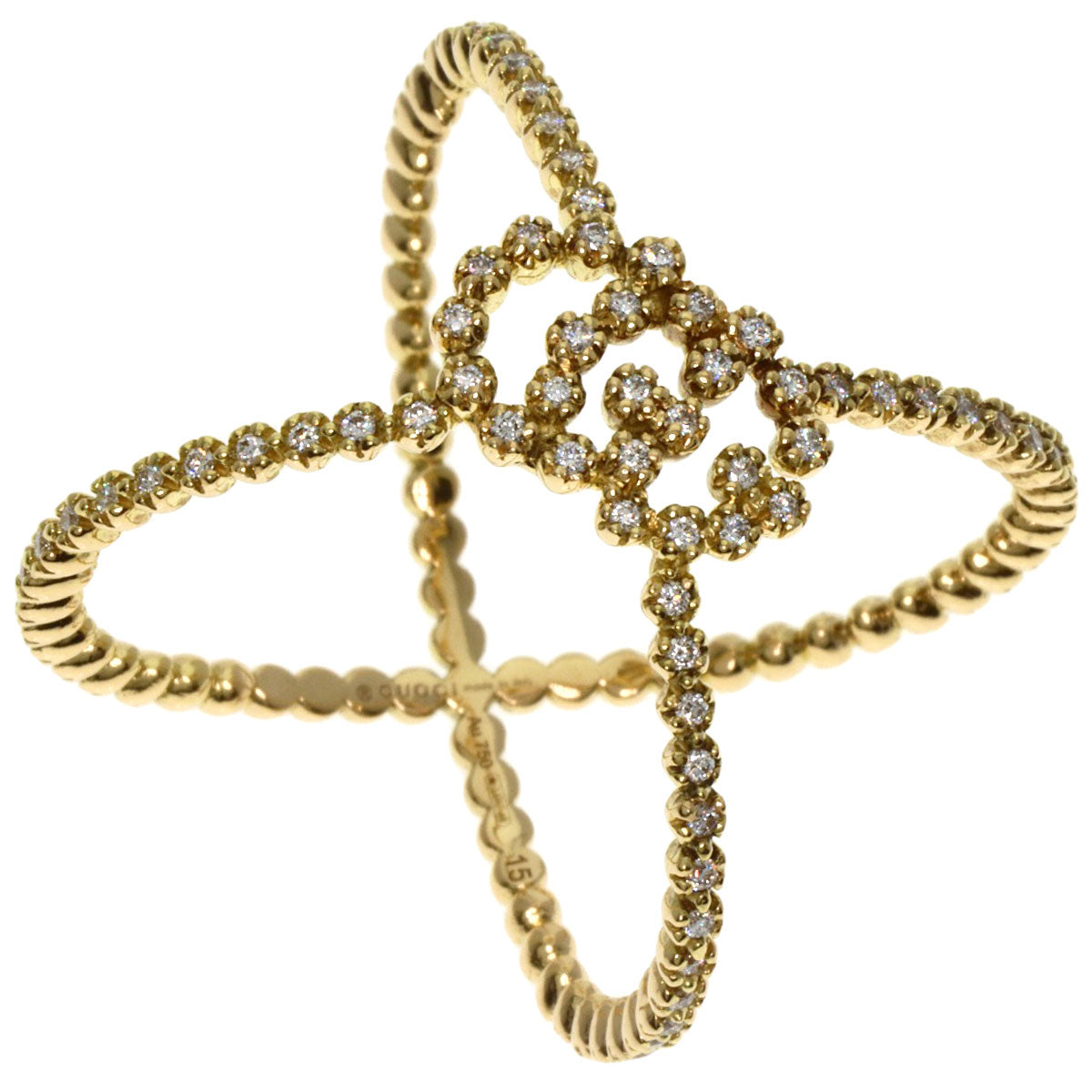 GUCCI   GG Running Diamond #15 Ring  K18 Yellow Gold Ladies [Used]