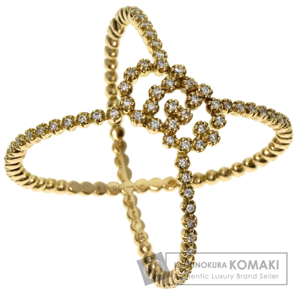 GUCCI   GG Running Diamond #15 Ring  K18 Yellow Gold Ladies [Used]