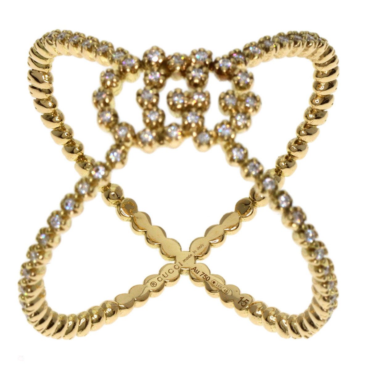 GUCCI   GG Running Diamond #15 Ring  K18 Yellow Gold Ladies [Used]