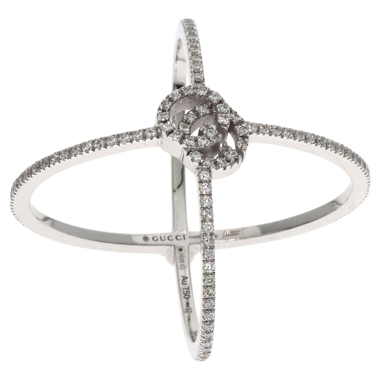 GUCCI GG Running Diamond #10 Ring K18 White Gold Ladies [Used]