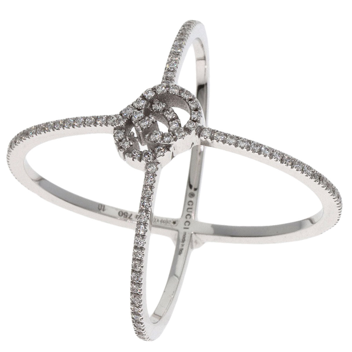 GUCCI GG Running Diamond #10 Ring K18 White Gold Ladies [Used]