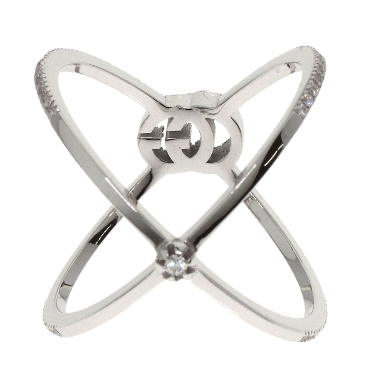 GUCCI GG Running Diamond #10 Ring K18 White Gold Ladies [Used]
