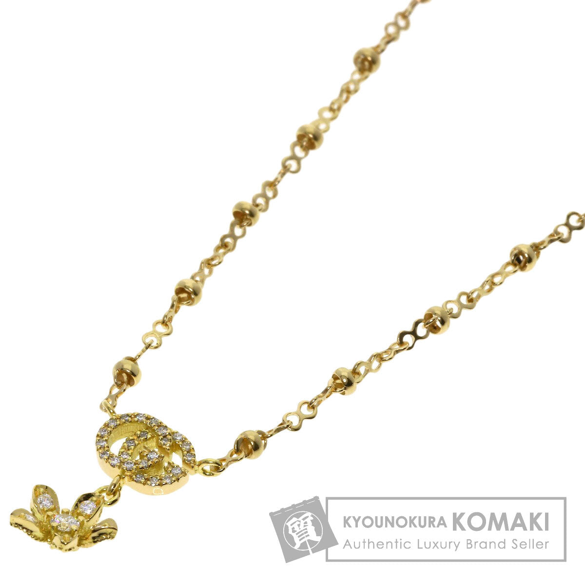 GUCCI GG Flora Diamond Necklace K18 Yellow Gold Ladies [Used]