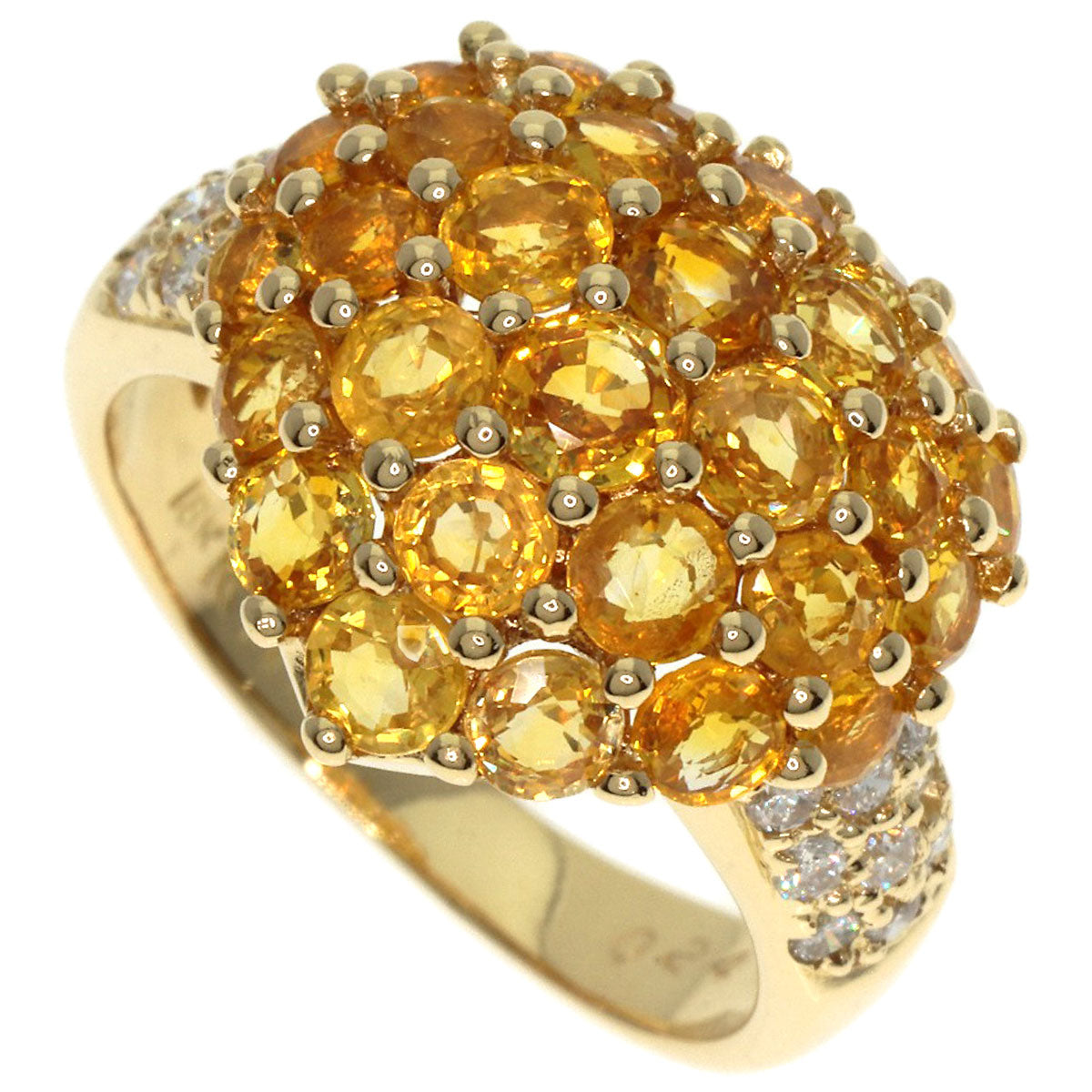 Ponte Vecchio   Heart Citrin Diamond Ring  K18 Yellow Gold Ladies [Used]