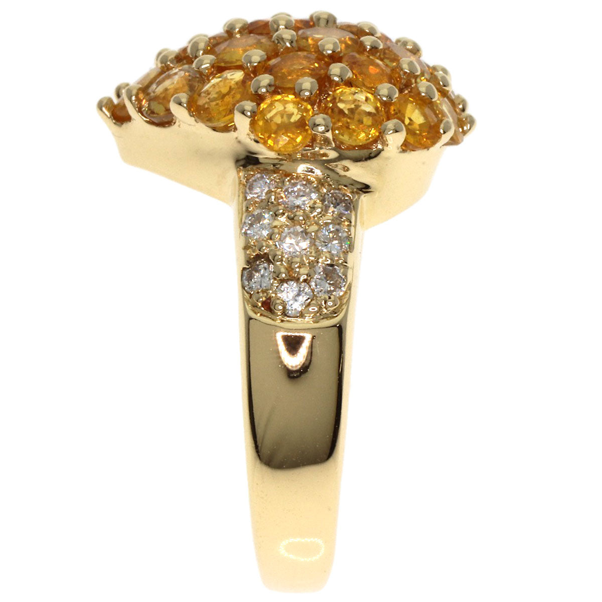 Ponte Vecchio   Heart Citrin Diamond Ring  K18 Yellow Gold Ladies [Used]
