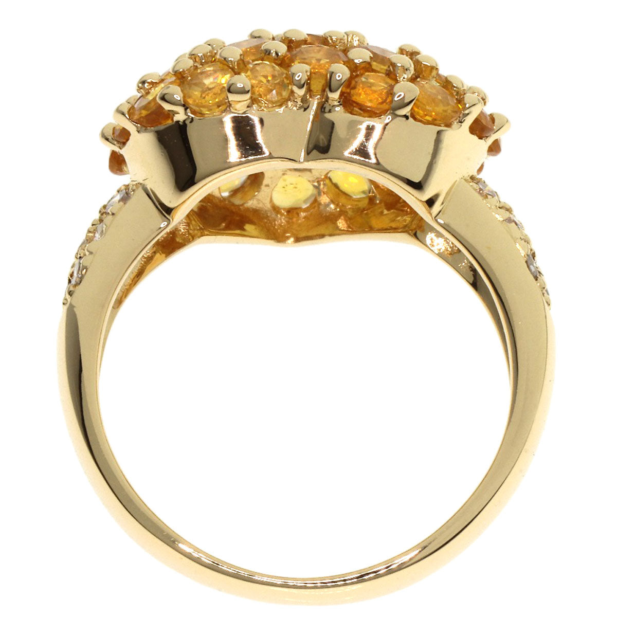 Ponte Vecchio   Heart Citrin Diamond Ring  K18 Yellow Gold Ladies [Used]