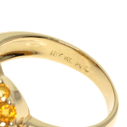 Ponte Vecchio   Heart Citrin Diamond Ring  K18 Yellow Gold Ladies [Used]