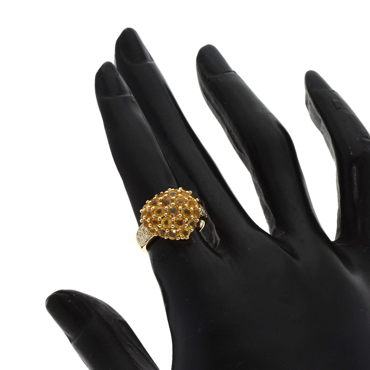 Ponte Vecchio   Heart Citrin Diamond Ring  K18 Yellow Gold Ladies [Used]