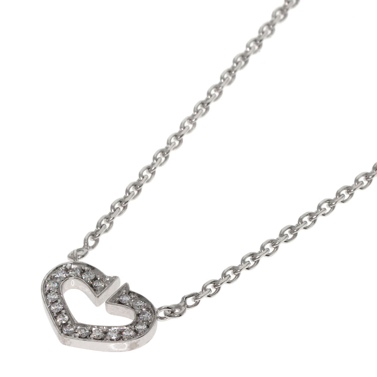 CARTIER C heart Diamond Necklace K18 White Gold Ladies [Used]