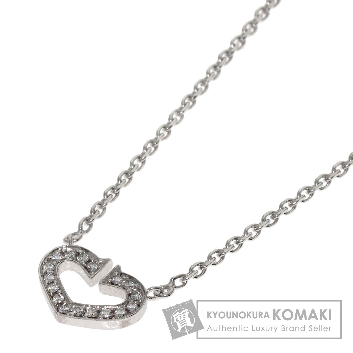 CARTIER C heart Diamond Necklace K18 White Gold Ladies [Used]