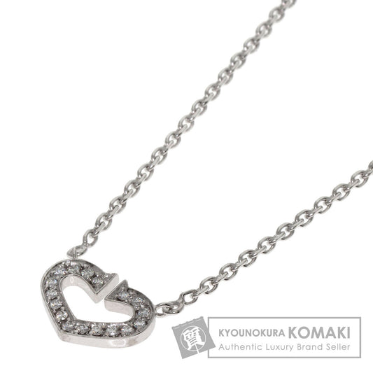 CARTIER C heart Diamond Necklace K18 White Gold Ladies [Used]