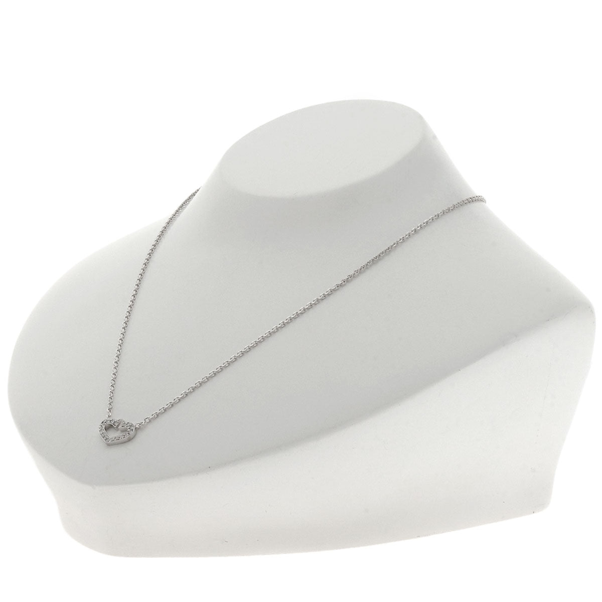 CARTIER C heart Diamond Necklace K18 White Gold Ladies [Used]