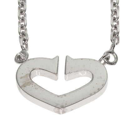 CARTIER C heart Diamond Necklace K18 White Gold Ladies [Used]